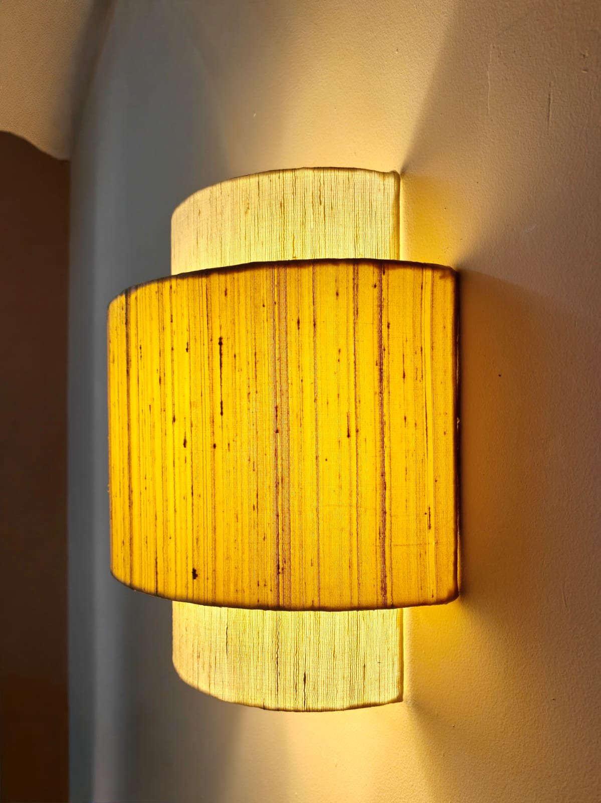 Shimmer Bright Ambe Raw Silk Wall Lamp - Image 2