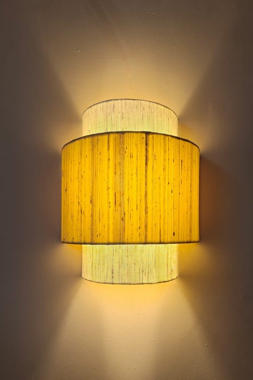 Shimmer Bright Ambe Raw Silk Wall Lamp